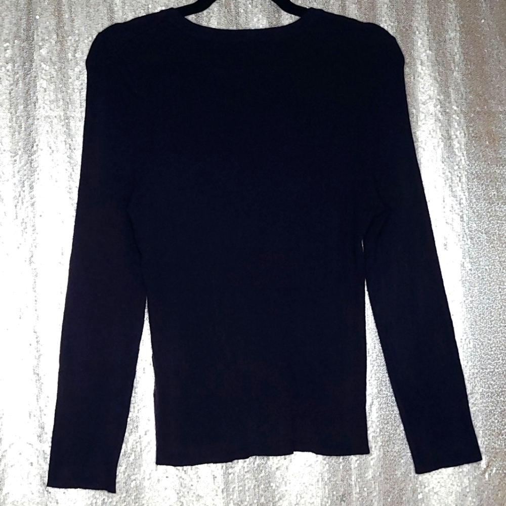 Chadwick's EUC PM Supremely Soft Mini Rib Sweater with Long Sleeves - Black - Picture 2 of 9